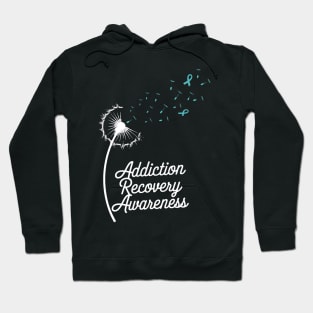 Addiction Recovery Awareness Dandelion Teal ribbon Hoodie